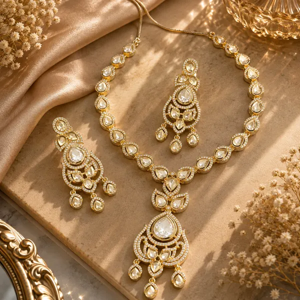 Kundan_Polki_Teardrop_Lattice_Chandelier_Necklace_Set_|_K_Gold_&_Mehendi_Gold