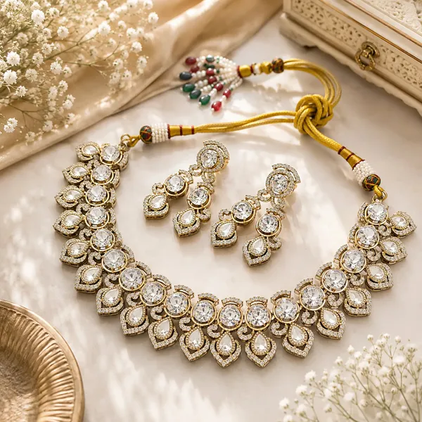 Kundan_Polki_Teardrop_Cz_Round_Cluster_Necklace_Set