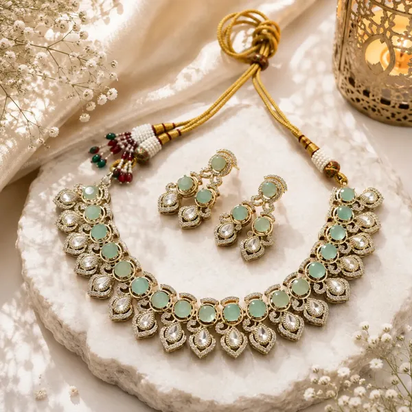 Kundan_Polki_Teardrop_Cz_Round_Cluster_Necklace_Set