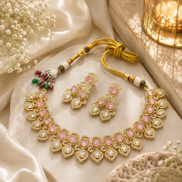 Kundan_Polki_Teardrop_Cz_Round_Cluster_Necklace_Set