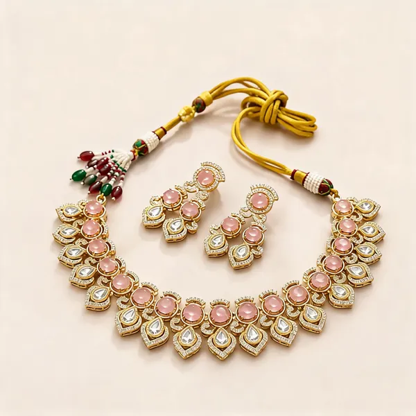 Kundan_Polki_Teardrop_Cz_Round_Cluster_Necklace_Set