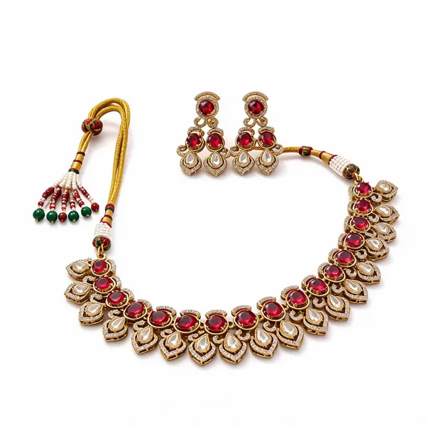 Kundan_Polki_Teardrop_Cz_Round_Cluster_Necklace_Set