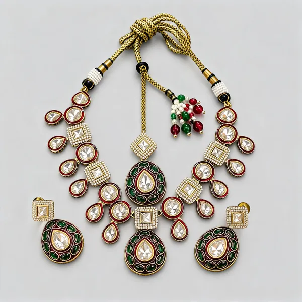 Kundan_Polki_Meenakari_Oval_Bib_Necklace_Set