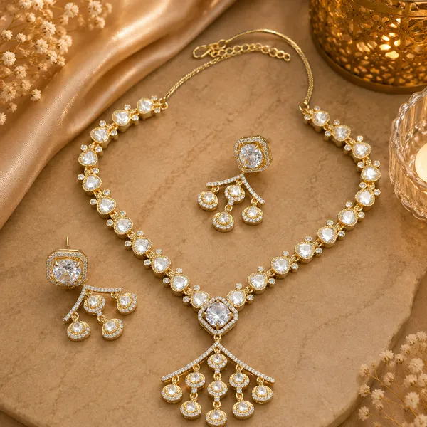 Kundan_Polki_Heart_Chain_Tassel_Drop_Necklace_Set_|_K_Gold_&_Mehendi_Gold