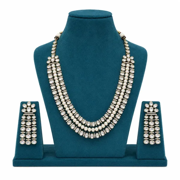 Kundan_Polki_Pearl_CZ_Oval_Rani_Haar_Necklace_Set_|_Mehendi_Gold