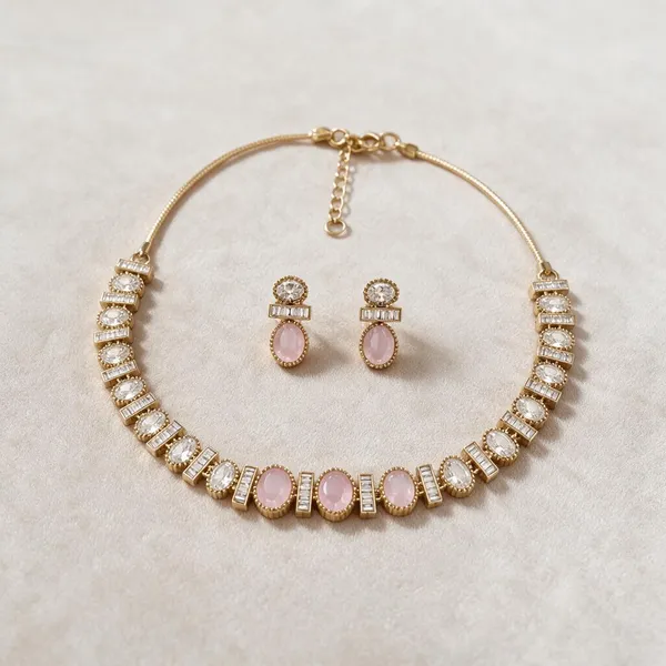 Kundan_Polki_Cz_Oval_Baguette_Tennis_Choker_Necklace_Set_|_K_Gold