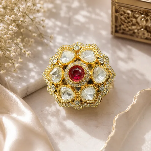 Cz_Round_Kundan_Polki_Leafy_Dome_Cluster_Cocktail_Ring