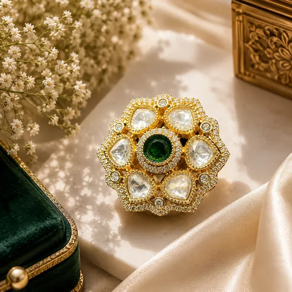Cz_Round_Kundan_Polki_Leafy_Dome_Cluster_Cocktail_Ring