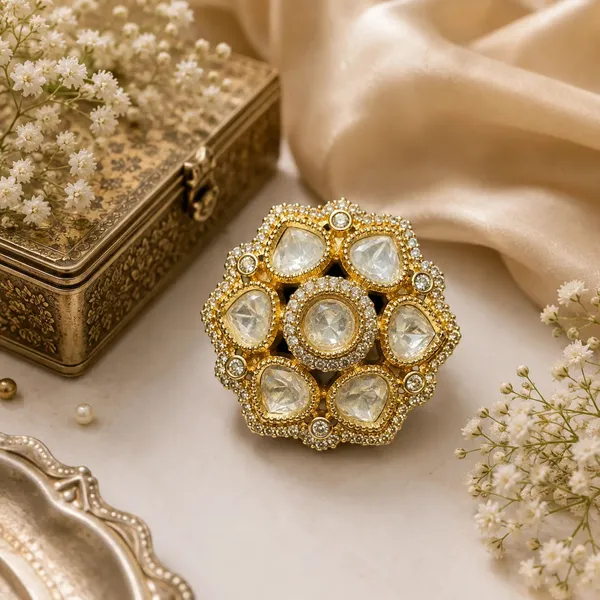 Cz_Round_Kundan_Polki_Leafy_Dome_Cluster_Cocktail_Ring