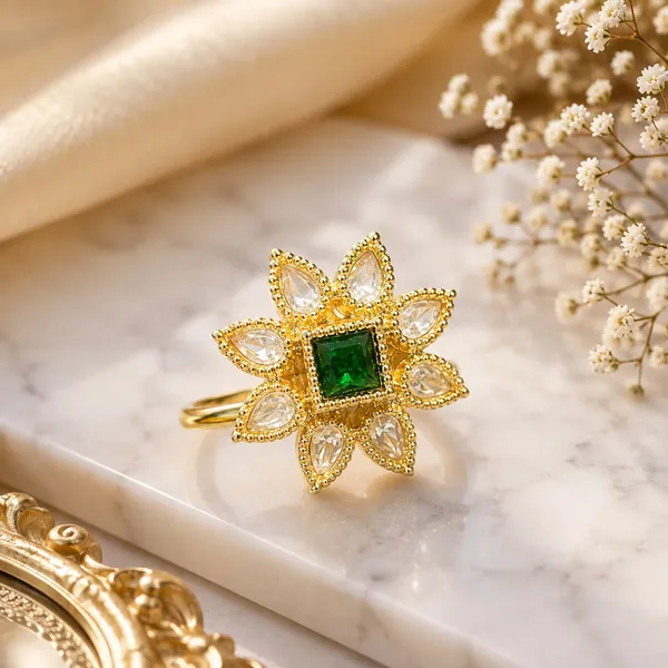 Kundan_Polki_Cz_Square_Petal_Star_Cocktail_Ring