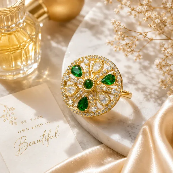 Cz_Kundan_Polki_Teardrop_Petal_Wheel_Cocktail_Ring