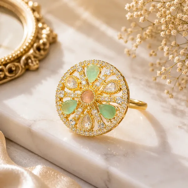 Cz_Kundan_Polki_Teardrop_Petal_Wheel_Cocktail_Ring