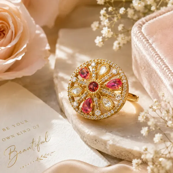 Cz_Kundan_Polki_Teardrop_Petal_Wheel_Cocktail_Ring