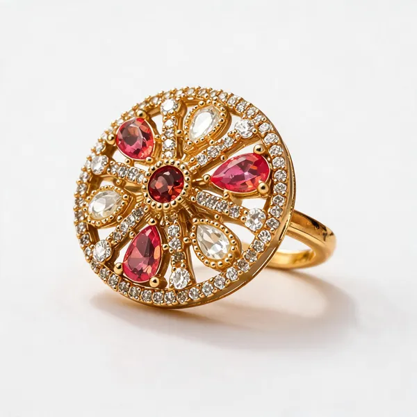 Cz_Kundan_Polki_Teardrop_Petal_Wheel_Cocktail_Ring