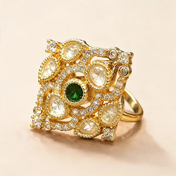 Cz_Kundan_Polki_Cluster_Diamond_Square_Cocktail_Ring