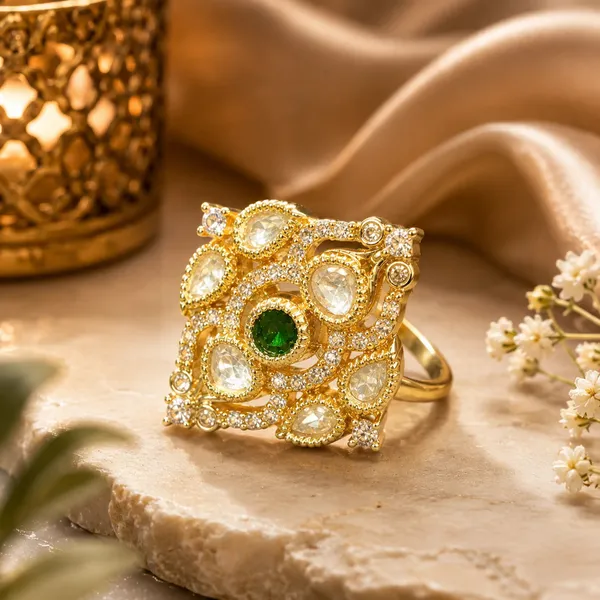 Cz_Kundan_Polki_Cluster_Diamond_Square_Cocktail_Ring