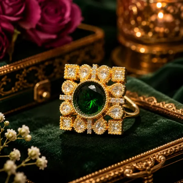 Cz_Kundan_Polki_Round_Square_Frame_Cocktail_Ring