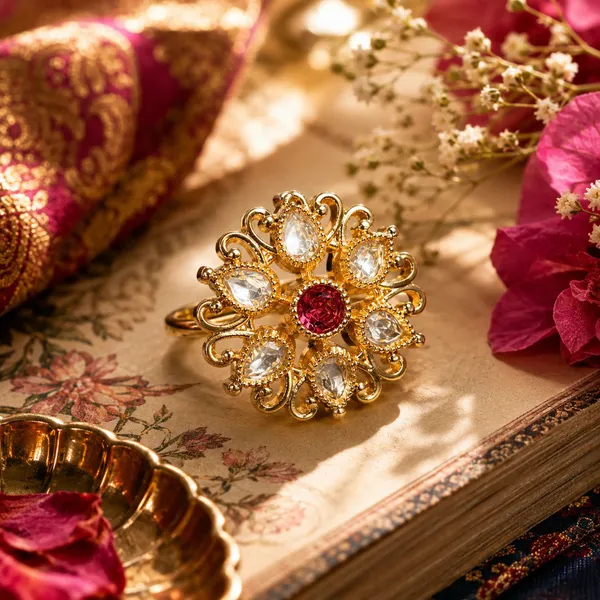 Cz_Kundan_Polki_Filigree_Scroll_Floral_Cocktail_Ring