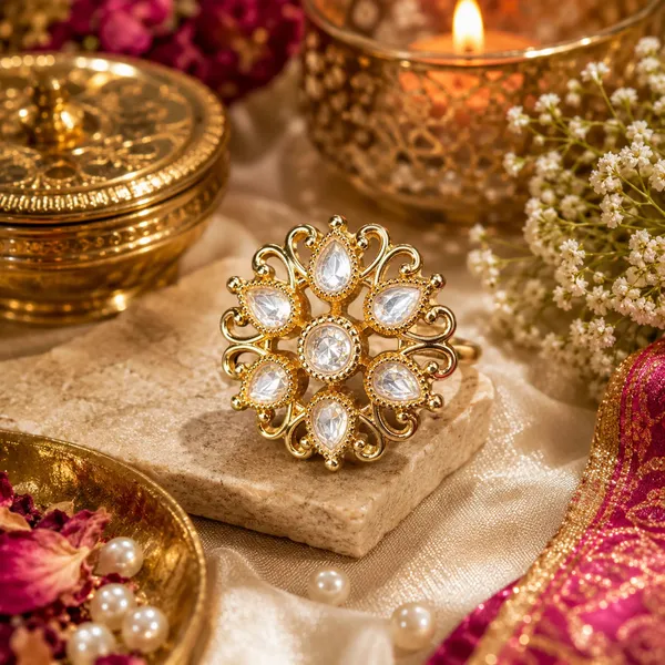 Cz_Kundan_Polki_Filigree_Scroll_Floral_Cocktail_Ring
