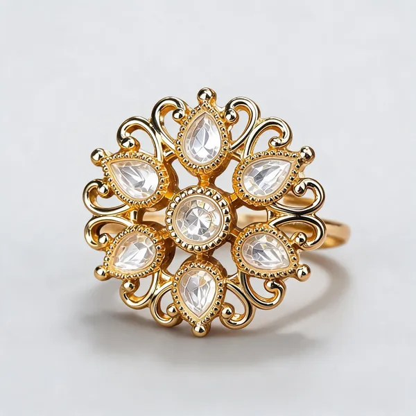 Cz_Kundan_Polki_Filigree_Scroll_Floral_Cocktail_Ring