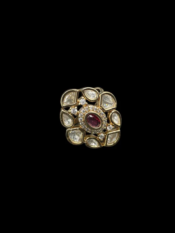 Kundan_Polki_Floral_Cluster_Cocktail_Ring_-_Ruby_Red_|_K_Gold