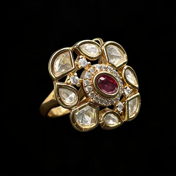 Kundan_Polki_Floral_Cluster_Cocktail_Ring_-_Ruby_Red_|_K_Gold