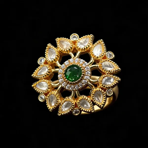 Kundan_Polki_Sunburst_Statement_Ring_-_Emerald_Green_|_K_Gold