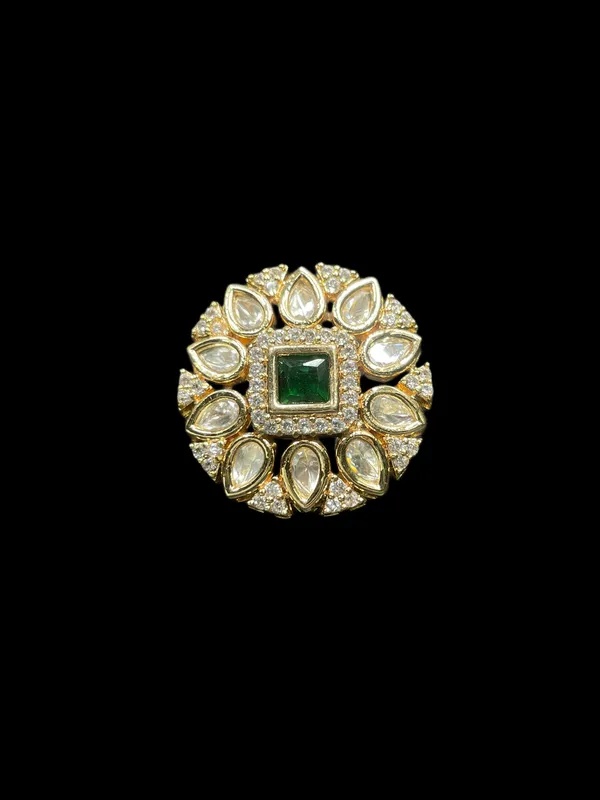 Kundan_Polki_Teardrop_Radiant_Square_Cocktail_Ring_-_Emerald_Green_|_K_Gold