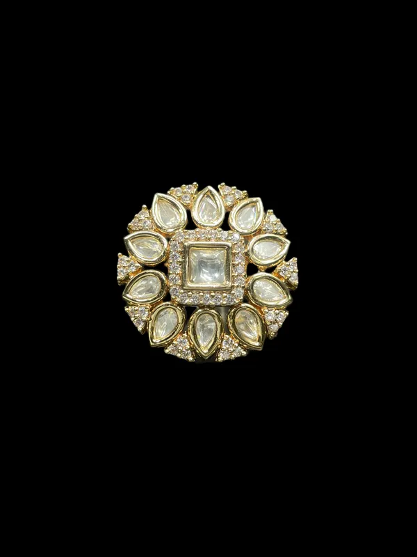 Kundan_Polki_Teardrop_Radiant_Square_Cocktail_Ring_-_White_|_K_Gold