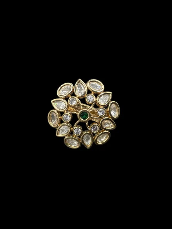 Kundan_Polki_Organic_Cluster_Cocktail_Ring_-_Emerald_Green_|_K_Gold
