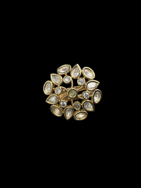Kundan_Polki_Organic_Cluster_Cocktail_Ring_-_Mint_Green_|_K_Gold