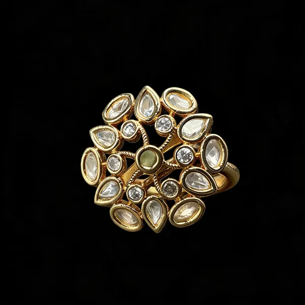 Kundan_Polki_Organic_Cluster_Cocktail_Ring_-_Mint_Green_|_K_Gold