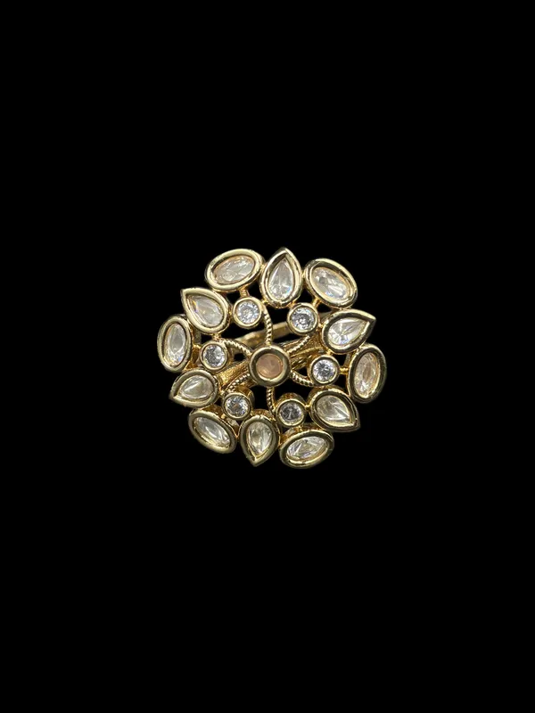Kundan_Polki_Organic_Cluster_Cocktail_Ring_-_Baby_Pink_|_K_Gold