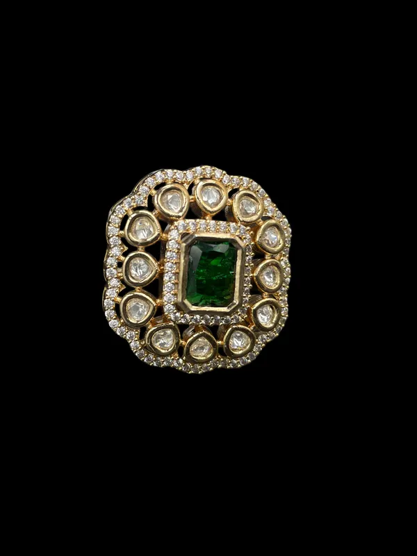 Kundan_Polki_Double_Halo_Cushion_Statement_Ring_-_Emerald_Green_|_K_Gold