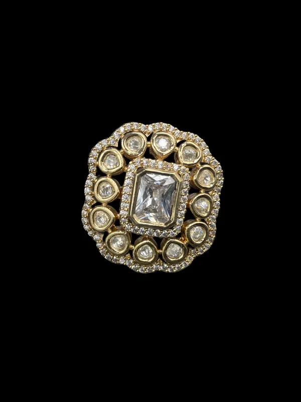 Kundan_Polki_Double_Halo_Cushion_Statement_Ring_-_White_|_K_Gold
