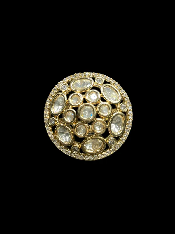 Kundan_Polki_Oval_Dome_Cluster_Cocktail_Ring_-_White_|_K_Gold