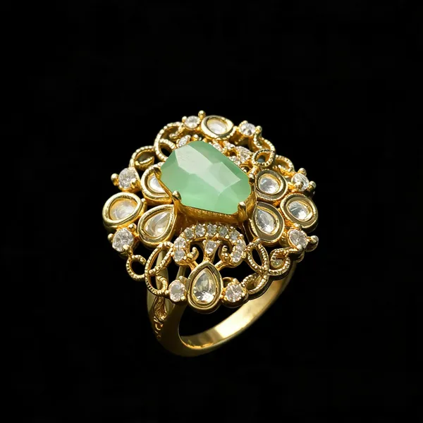 Kundan_Polki_Teardrop_Filigree_Scroll_Cocktail_Ring_-_White_|_K_Gold