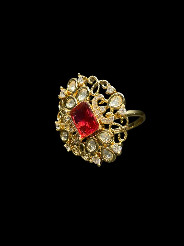 Kundan_Polki_Teardrop_Filigree_Scroll_Cocktail_Ring_-_White_|_K_Gold