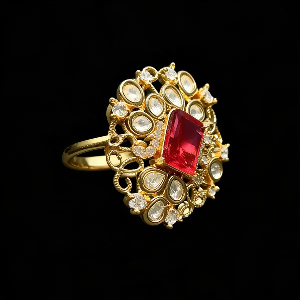 Kundan_Polki_Teardrop_Filigree_Scroll_Cocktail_Ring_-_White_|_K_Gold