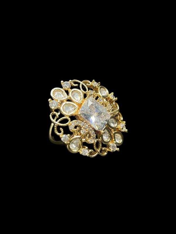 Kundan_Polki_Teardrop_Filigree_Scroll_Cocktail_Ring_-_White_|_K_Gold