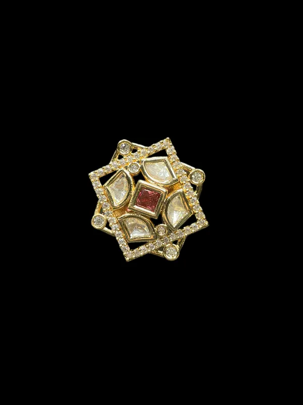 Kundan_Polki_Ad_Star_Frame_Geometric_Cocktail_Ring_-_Ruby_Red_|_K_Gold
