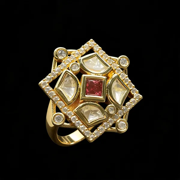 Kundan_Polki_Ad_Star_Frame_Geometric_Cocktail_Ring_-_Ruby_Red_|_K_Gold