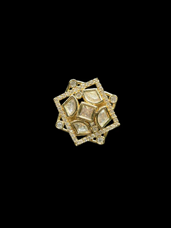 Kundan_Polki_Ad_Star_Frame_Geometric_Cocktail_Ring_-_White_|_K_Gold