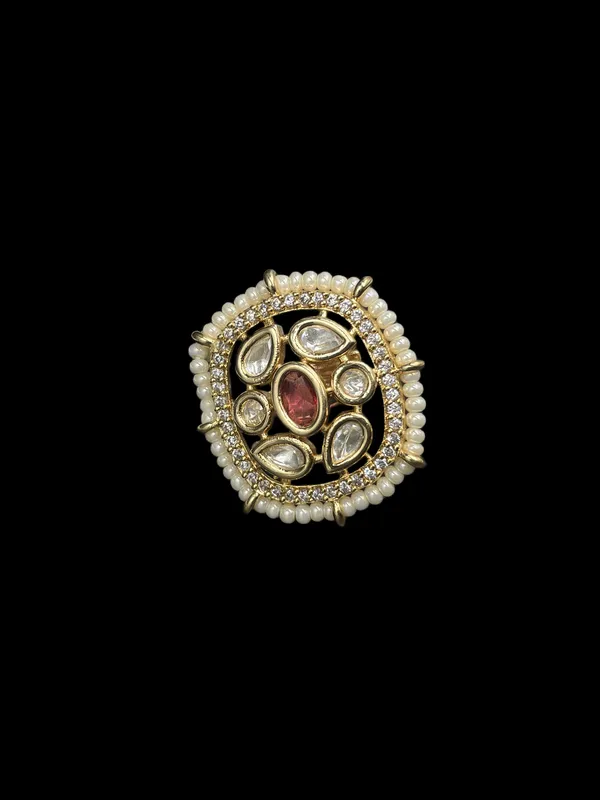 Kundan_Polki_Pearl_Border_Oval_Cocktail_Ring_-_Ruby_Red_|_K_Gold