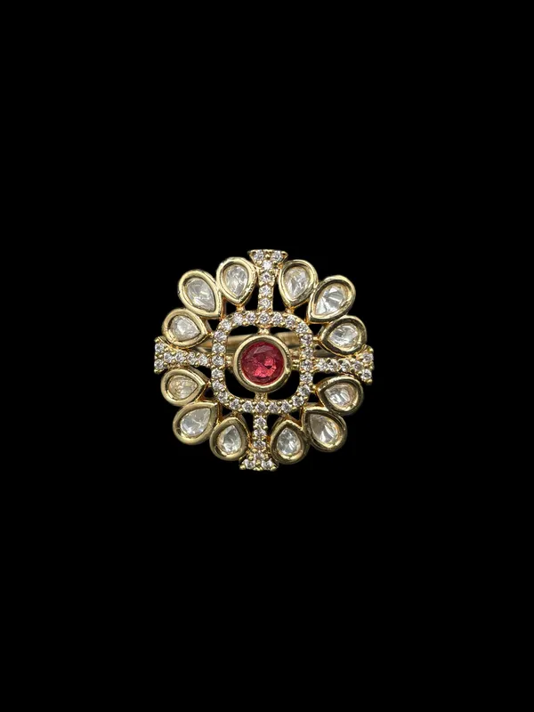 Kundan_Polki_Teardrop_Bloom_Cocktail_Ring_-_Ruby_Red_|_K_Gold