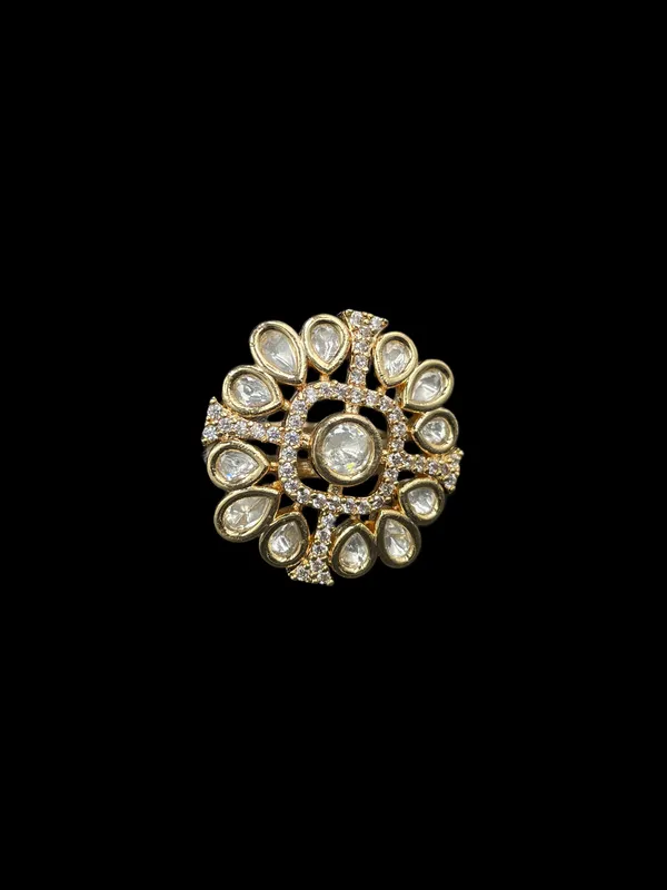 Kundan_Polki_Teardrop_Bloom_Cocktail_Ring_-_White_|_K_Gold