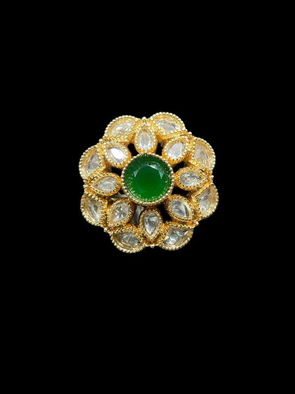 Kundan_Polki_Milgrain_Bloom_Cocktail_Ring_-_Emerald_Green_|_K_Gold