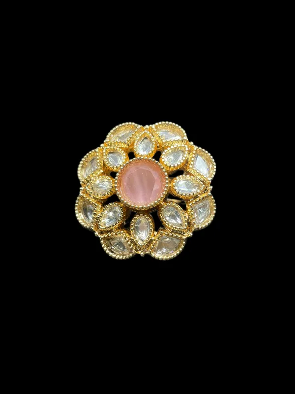 Kundan_Polki_Milgrain_Bloom_Cocktail_Ring_-_Baby_Pink_|_K_Gold