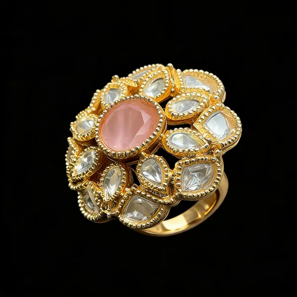 Kundan_Polki_Milgrain_Bloom_Cocktail_Ring_-_Baby_Pink_|_K_Gold