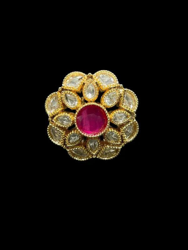 Kundan_Polki_Milgrain_Bloom_Cocktail_Ring_-_Ruby_Red_|_K_Gold